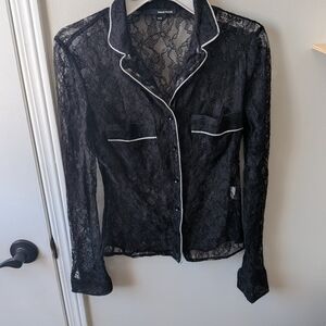 Tally weijl Black Lace Button Down Shirt